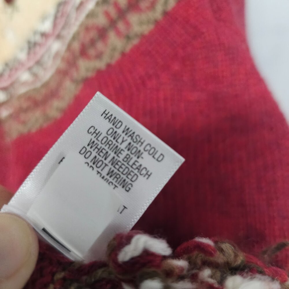 Croft & Barrow Red Cardinal Fair Isle Cardigan Zip Preppy Collegiate XL - Picture 12 of 13